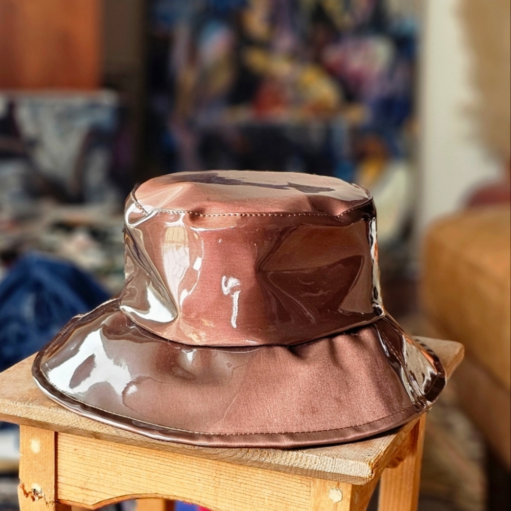 Anthropologie Brown Bucket Hat with Clear Overlay